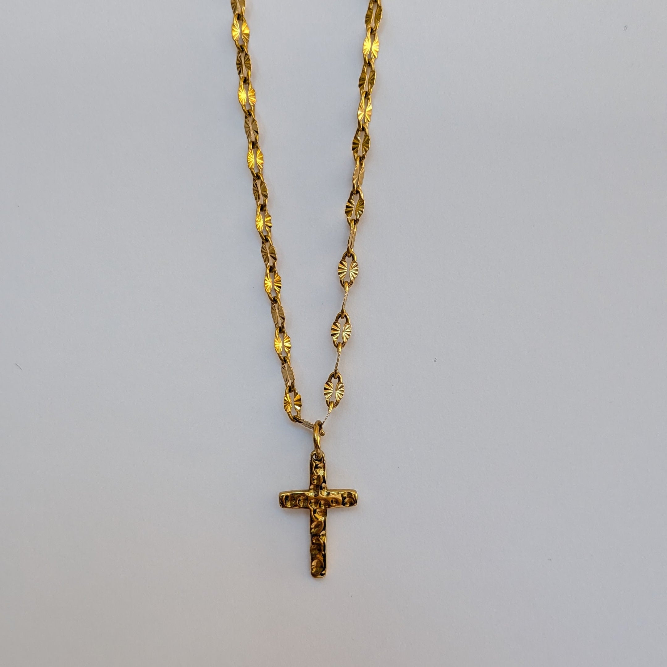 Collier Maille Croix martelée