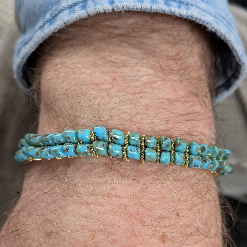 Bracelet Homme Turquoise et doré