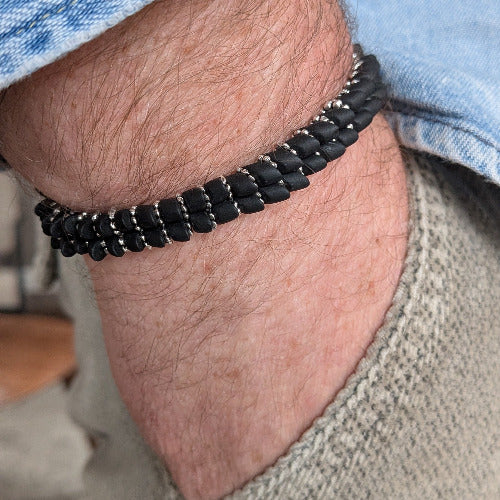 Bracelet Homme Drakk Noir et Argent