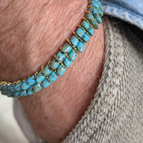 Bracelet Homme Turquoise et doré