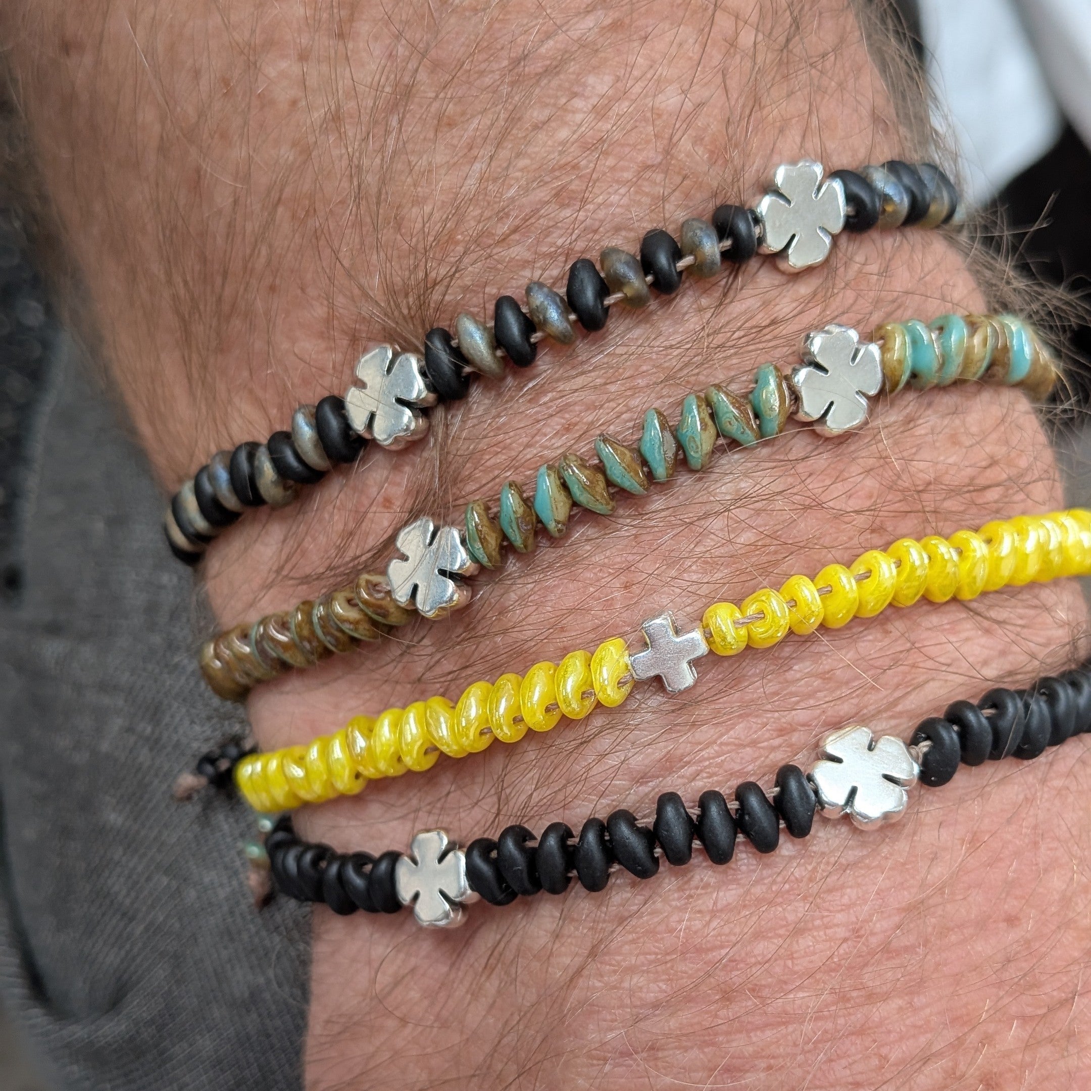 Bracelet Homme Gun Noir et pierre