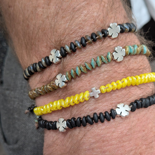 Bracelet Homme Gun Noir et pierre