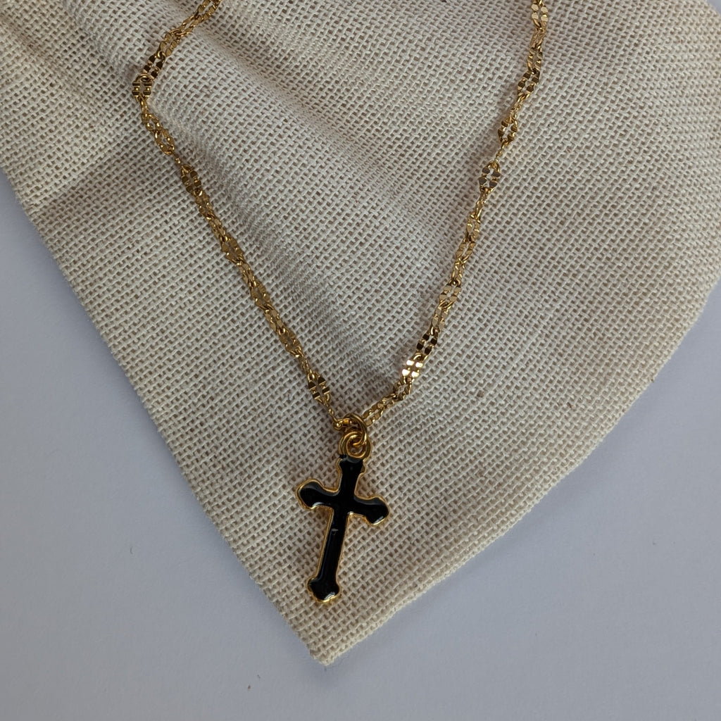 Collier Maille Ovale Fantaisie Lily Noir