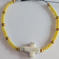 Madonna Jaune Doré Croix Marbrée Blanche
