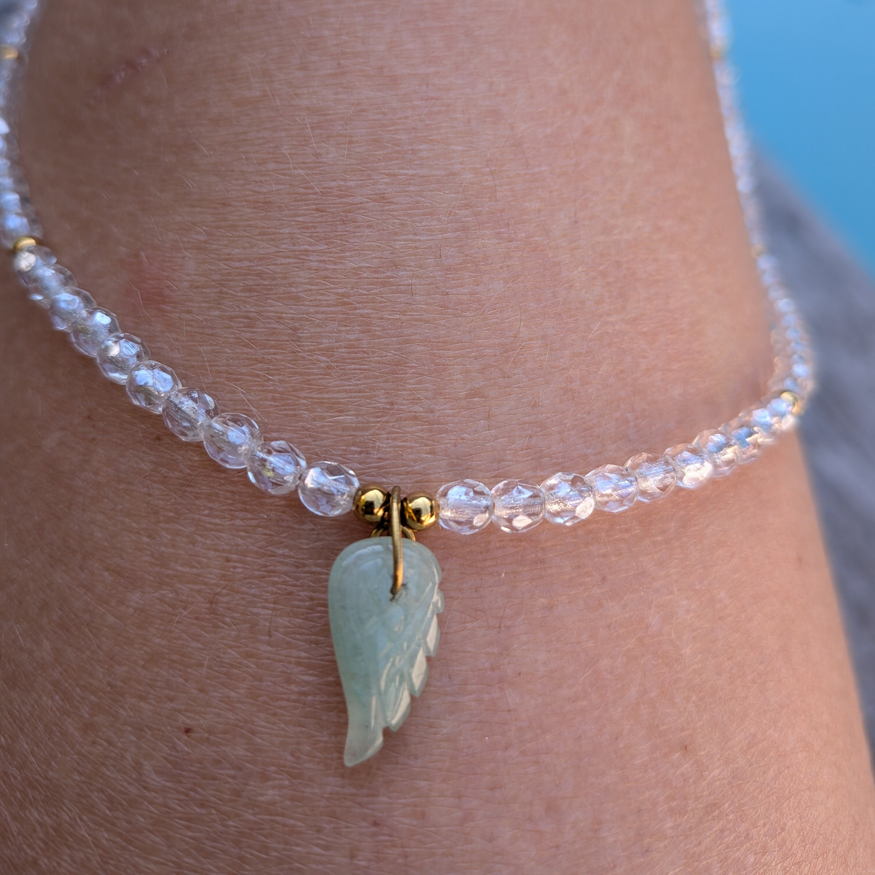 Collier Angel — Aventurine Verte & Acier Doré